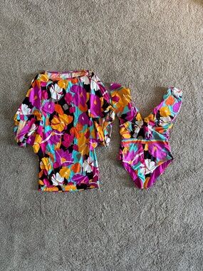 Trina Turk Gemini Floral One-Shoulder Swimsuit and Cover-Up Set - Pink Multi